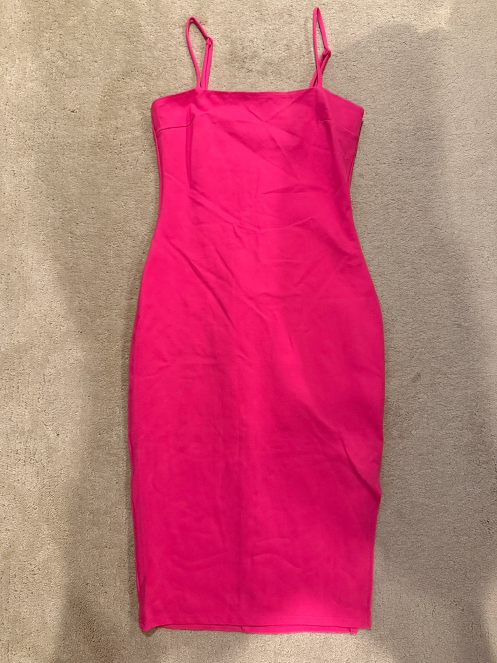 Lulu's Vibrant Hot Pink Spaghetti-Strap Midi Dress